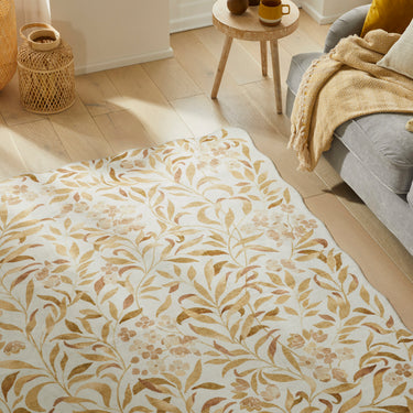 Consept Looms Liberty LIB302 Ivory Gold Washable Non-Slip Traditional Floral Rug