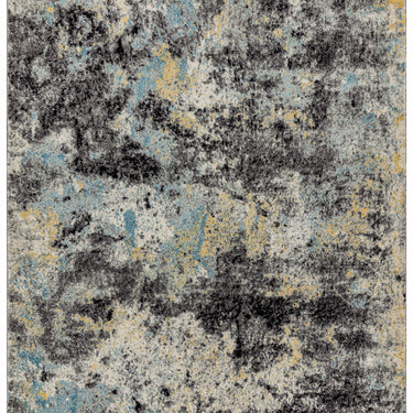 Nova NV32 Abstract Modern Blue Yellow Black Grey Shades Rug