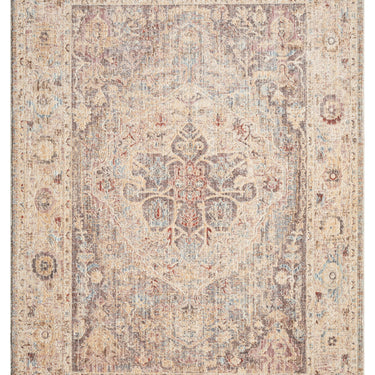 Alia 524AK Short Pile Beige Blue Polypropylene Traditional Floral Rug