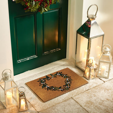 My Printed Coir Mistletoe Heart Non-Slip Plain Doormat 45x75 cm