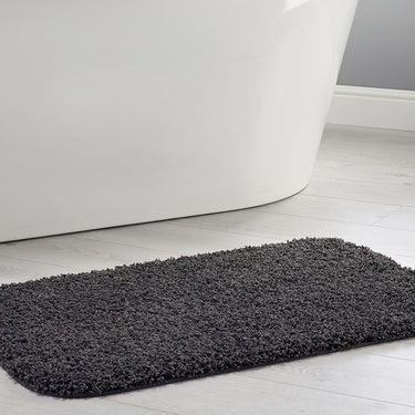 Dip and Drip Buddy Bathroom Toilet Charcoal Grey Washable Non-Slip Polypropylene Shaggy Bath Mat - Jumbo 60x80 cm