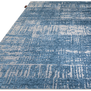 Asiatic London Beau Blue Short Pile Cotton Chenille Abstract Rug