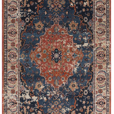 Zola Heris Traditional Persian Medallion Rug in Blue Orange