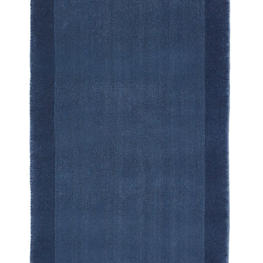 Origins Borders Hand Loom Woven Wool Bordered Rug Hallway in Navy Blue