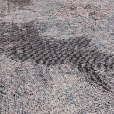 Kaya Roya KY05 Traditional Classic Persian Medallion Floral Flatweave Washable Rug in Blue Black