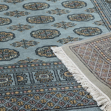 Bokhara Hand Made Rug Traditional Classic Wool Bordered Soft Blue Rug