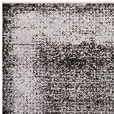 Elodie Contemporary Rug Modern Luxurious Soft Silky Metallic Shine Abstract Rug in Silver Black