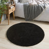 My Black Washable Non-Slip Polypropylene Shaggy Doormat - Round 100x100 cm (3'4"x3'4")