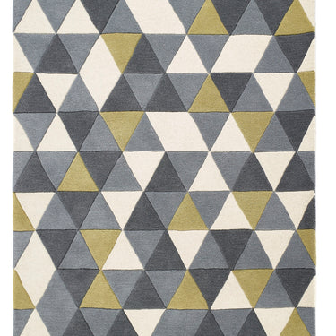 Origins Honeycomb Geometric Wool Luxurious Rug in Grey Ochre