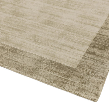 Blade Border Plain Silky Hand Woven Viscose Rug in Smoke Putty Border