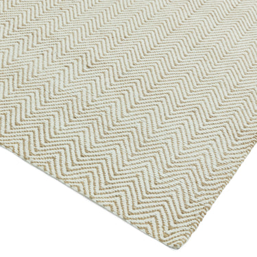 Ives Hand Woven Chenille Flatweave Natural Waves Heringbone Rug in Natural Cream