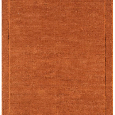 York Wool Rug  Hand Made Modern Plain Bordered Rug in Terracotta