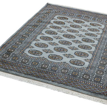 Bokhara Hand Made Rug Traditional Classic Wool Bordered Soft Blue Rug - Small 90x150 cm (3x5')