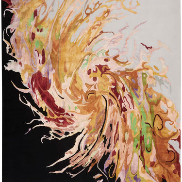 Prismatic PRS21 Hand-Tufted New Zealand Wool and Silk Swirling Pattern Black Multicolour Rug