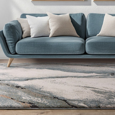 Asiatic London Mirage Oasis Marbled Texture Blue Polypropylene Abstract Textured Rug