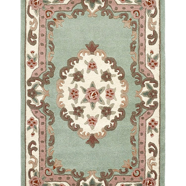 Origins Aubusson Shensi Traditional Wool Round, Hallway, Halfmoon Rug in Green