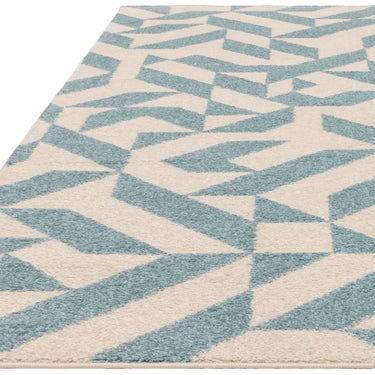 Muse Modern Geometric Shapes Cream Blush Pink and Blue Rug Hallway Runner