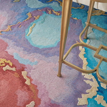 Prismatic PRS18 Hand-Tufted New Zealand Wool and Silk Abstract Multicolour Rug
