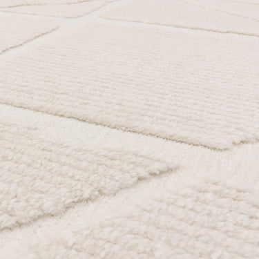 Asiatic London Freja Method Short Pile Ivory White Washable Cotton Polypropylene Abstract Rug