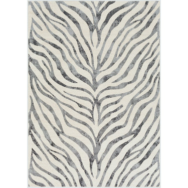 City Animal Print Zebra CIT2300 Charcoal Grey Washable Jute Polypropylene Boho Rug
