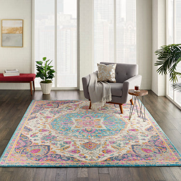 Passion PSN22 Medallion Ivory Multi Coloured By Jute Polypropylene Persian Traditional Hallway Runner Rug