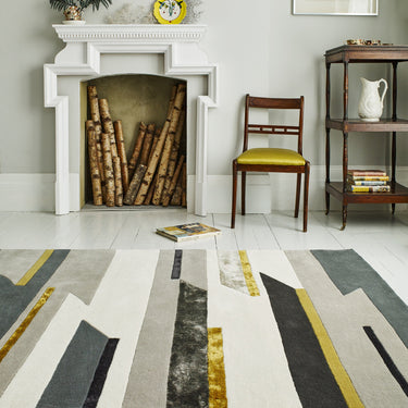 Matrix Rhombus Geometric Rug Hand Made Soft Wool Rug in Mustard