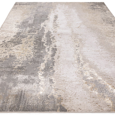 Aurora Cliff AU24 Modern Abstract Marbled Rug in Grey Silver Natural