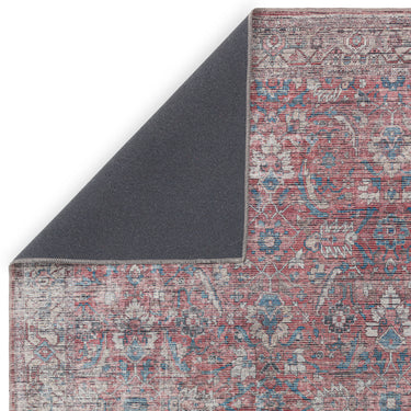 Kaya Mona KY10 Traditional Persian Floral Medallion Flatweave Washable Rug in Red Blue