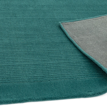 York Wool Rug Hand Made Modern Plain Bordered Hallway Runner Rug in Teal 68 x 240 cm