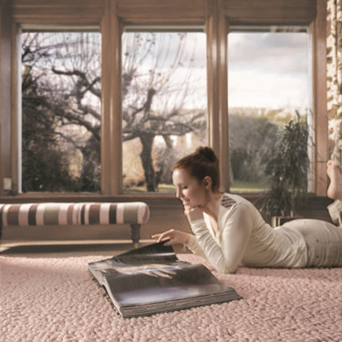 Rug Guru Union Wool Hand Woven Texture Rug in Nude Pink