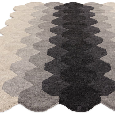 Hive Rug Modern Soft 100% Wool Hand Tufted Elegant Geometric  Gradient Effect Rug in Charcoal Grey