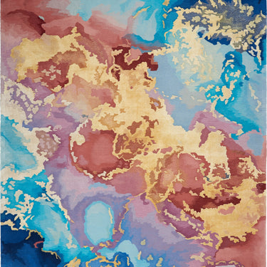 Prismatic PRS18 Hand-Tufted New Zealand Wool and Silk Abstract Multicolour Rug