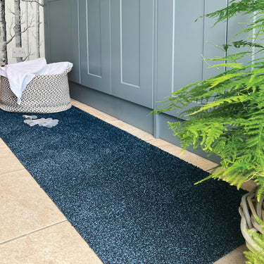 My Indigo Blue Non Washable Cotton Plain Rug - Runner 50 x 150 cm (2'x5')