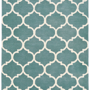 Albany Ogee Traditional Morroccan Trellis Design Hand Tufted Wool Rug in Duck Egg