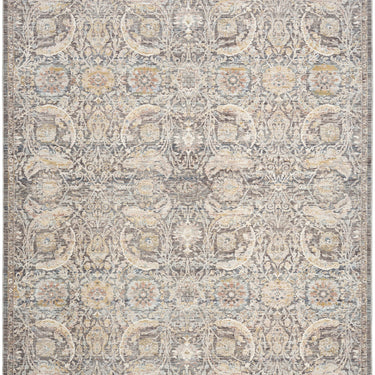 Nourison Antique Fusion ANF03 Fringed Bordered Charcoal Grey Traditional Vintage Abstract Floral Rug
