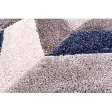 Blazon Modern 3D Hand Carved Geometric Shaggy Super Soft Rug in Blush Pink, Grey, Natural, Ochre Navy Blue