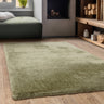 Asiatic London Opulence Sage Green Luxurious Shine Fluffy Soft Cotton Shaggy Textured Rug - Small 80x150 cm (2'6"x5')