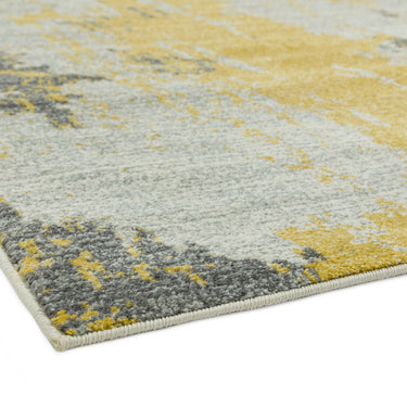 Nova NV18 Painterly Modern Abstract Distressed Rug in Yellow Ochre Grey