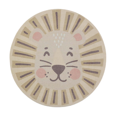 My Play Lion Kids Washable Non-Slip Soft Round Rug