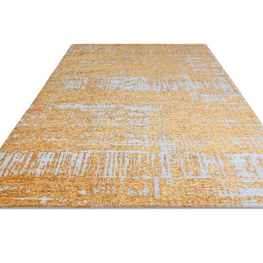 Asiatic London Beau Gold Yellow Short Pile Cotton Chenille Abstract Rug