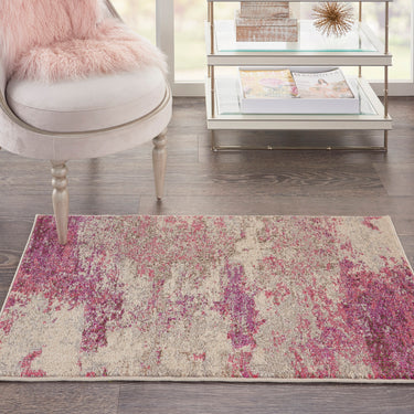 Celestial CES02 Modern Abstract Ivory Pink Rug by Nourison