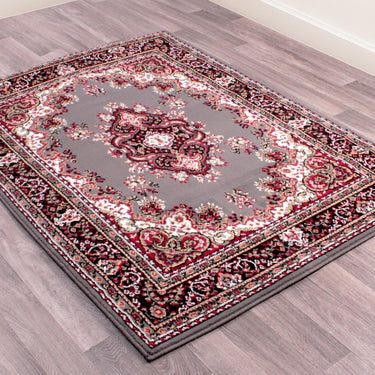 Lancashire Traditional Oriental Classic Rug, Hallway Runner or Circle Carpet in Grey