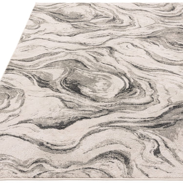 Lavico Swirl Marbled Rug Modern Abstract Silk Shiny Rug by Clarke & Clarke in Charcoal Grey