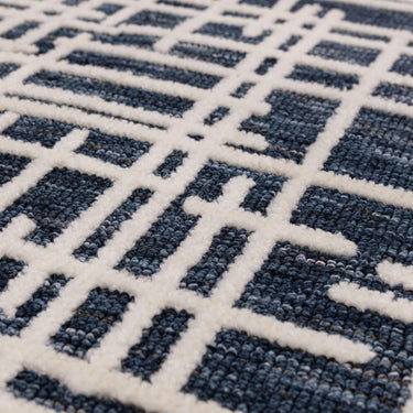 Asiatic London Mason Blueprint Blue Cotton Traditional Abstract Rug