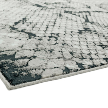 Quantum Snake Print QU03 High Shine Rug in Grey Silver