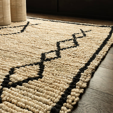 Souk Berber Natural Chunky Weaves Hand Woven Jute Rug in Beige Black