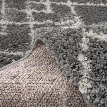 Casablanca Grey Diamond Tasseled By Polypropylene Shaggy Moroccan Geometric Rug