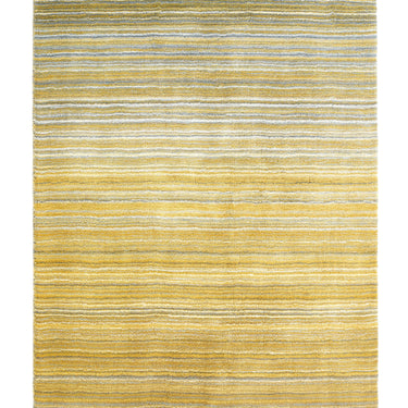 Origins Fine Stripes Hand Loom Woven Wool Rug Halway in Ochre