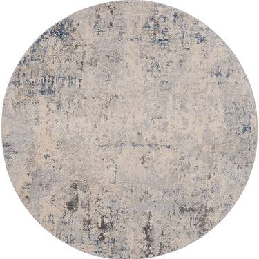 Rustic Textures RUS07 Modern Abstract Circle Round Rug in Ivory Grey Blue