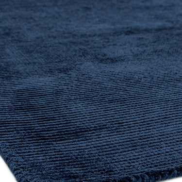 Reko Modern Contemporary Plain Hand Woven Viscose Silky Navy Blue Rug